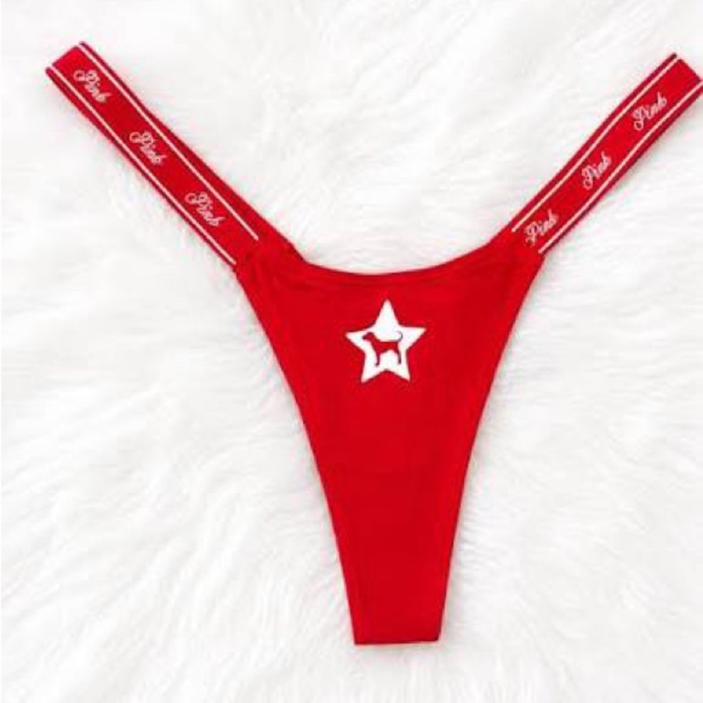 Red Star Lace-Back Thong - Women Intimates